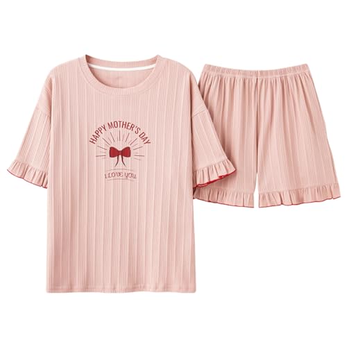 GOSO 2pcs Pyjamas für Mädchen Baumwolle Kurze Ärmel Shorts gedruckt lässig niedlich Sleepwear Tops & Hosen Pyjamas Set für Teenager-Mädchen für den Sommer von GOSO