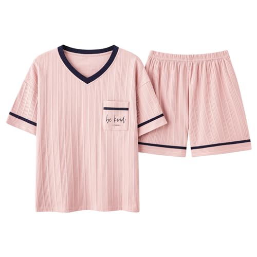 GOSO 2pcs Pyjamas für Mädchen Baumwolle Kurze Ärmel Shorts gedruckt lässig niedlich Sleepwear Tops & Hosen Pyjamas Set für Teenager-Mädchen für den Sommer von GOSO
