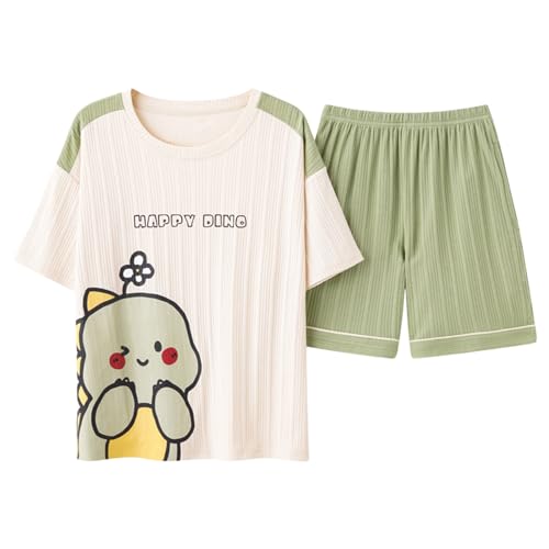 GOSO 2pcs Pyjamas für Mädchen Baumwolle Kurze Ärmel Shorts gedruckt lässig niedlich Sleepwear Tops & Hosen Pyjamas Set für Teenager-Mädchen für den Sommer von GOSO