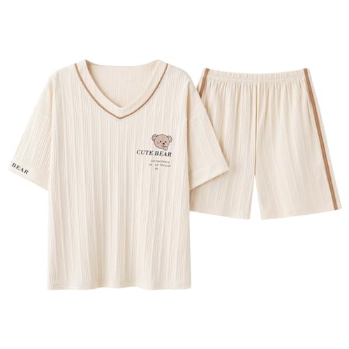 GOSO 2pcs Pyjamas für Mädchen Baumwolle Kurze Ärmel Shorts gedruckt lässig niedlich Sleepwear Tops & Hosen Pyjamas Set für Teenager-Mädchen für den Sommer von GOSO