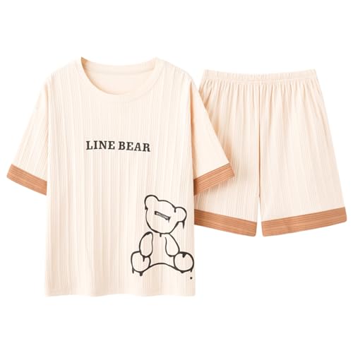 GOSO 2pcs Pyjamas für Mädchen Baumwolle Kurze Ärmel Shorts gedruckt lässig niedlich Sleepwear Tops & Hosen Pyjamas Set für Teenager-Mädchen für den Sommer von GOSO
