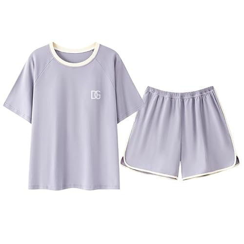 GOSO 2pcs Sommer Pyjamas Set für Mädchen Baumwolle Kurze Ärmel Shorts gedruckt lässig niedlich Sleepwear Tops & Hosen Pyjamas Set für Teenager-Mädchen von GOSO