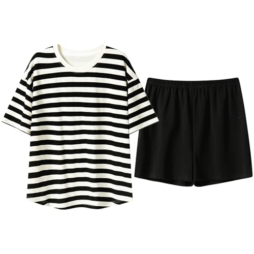 GOSO 2pcs Sommer Pyjamas Set für Mädchen Baumwolle Kurze Ärmel Shorts gedruckt lässig niedlich Sleepwear Tops & Hosen Pyjamas Set für Teenager-Mädchen von GOSO