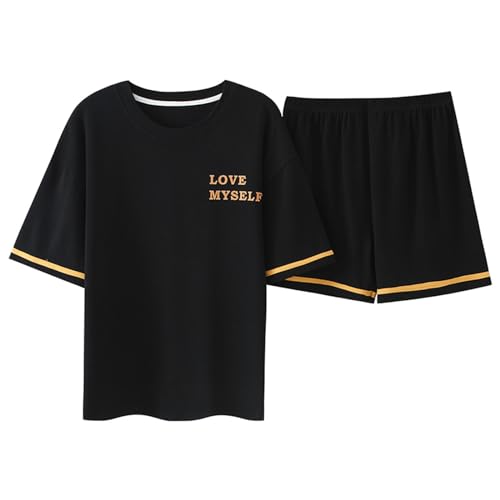 GOSO 2pcs Sommer Pyjamas Set für Mädchen Baumwolle Kurze Ärmel Shorts gedruckt lässig niedlich Sleepwear Tops & Hosen Pyjamas Set für Teenager-Mädchen von GOSO