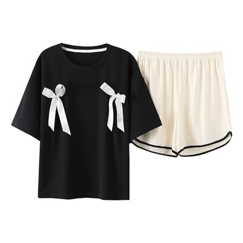 GOSO 2pcs Sommer Pyjamas Set für Mädchen Baumwolle Kurze Ärmel Shorts gedruckt lässig niedlich Sleepwear Tops & Hosen Pyjamas Set für Teenager-Mädchen von GOSO