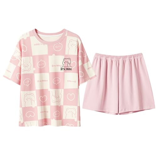 GOSO 2pcs Sommer Pyjamas Set für Mädchen Baumwolle Kurze Ärmel Shorts gedruckt lässig niedlich Sleepwear Tops & Hosen Pyjamas Set für Teenager-Mädchen von GOSO