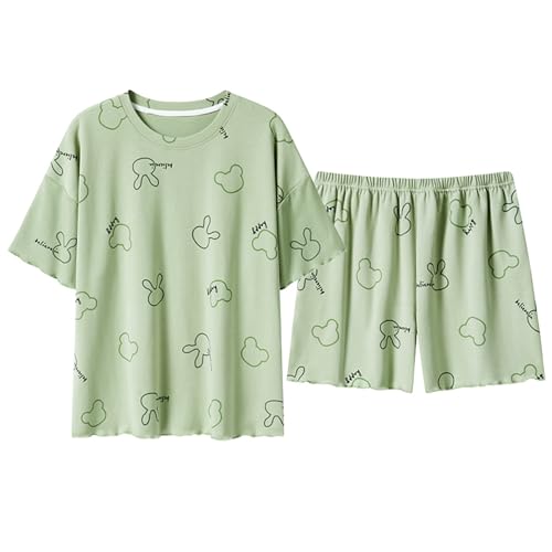 GOSO 2pcs Sommer Pyjamas Set für Mädchen Baumwolle Kurze Ärmel Shorts gedruckt lässig niedlich Sleepwear Tops & Hosen Pyjamas Set für Teenager-Mädchen von GOSO