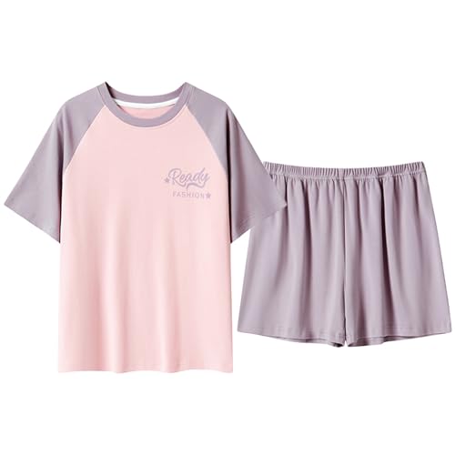 GOSO 2pcs Sommer Pyjamas Set für Mädchen Baumwolle Kurze Ärmel Shorts gedruckt lässig niedlich Sleepwear Tops & Hosen Pyjamas Set für Teenager-Mädchen von GOSO