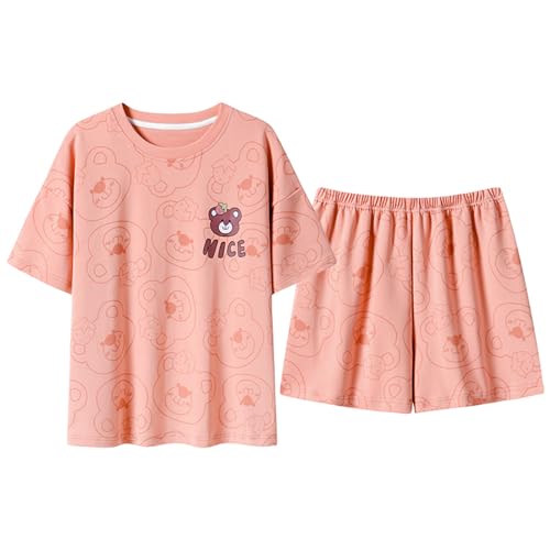 GOSO 2pcs Sommer Pyjamas Set für Mädchen Baumwolle Kurze Ärmel Shorts gedruckt lässig niedlich Sleepwear Tops & Hosen Pyjamas Set für Teenager-Mädchen von GOSO