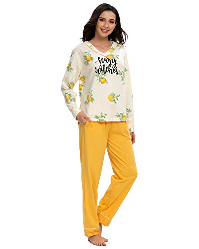 GOSO Damen Schlafanzug Pyjama Set-Damen Schlafanzug Pjs Cartoon Print Kurzarm Top und Hose Nachtwäsche Lady Nightwear Soft Lounge Sets von GOSO