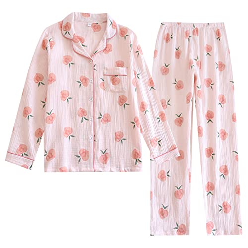 GOSO Mädchen Pyjamas Set Knopfleiste Loungewear Set Blumenmuster Nachtwäsche für Winter/Herbst Süßes Schlafanzug-Set für Teenager-Mädchen von GOSO