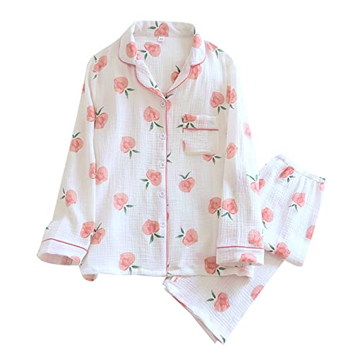 GOSO Mädchen Pyjamas Set Knopfleiste Loungewear Set Blumenmuster Nachtwäsche für Winter/Herbst Süßes Schlafanzug-Set für Teenager-Mädchen von GOSO