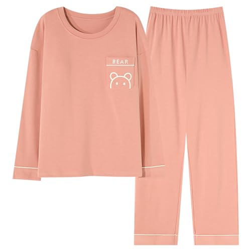 GOSO Girls Cotton Pyjamas Set Stylish Loungewear Set T-Shirt Pants Nightwear for Winter/Autumn, Breathable Cute Stylish Sleepwear Set for Teen Girls von GOSO