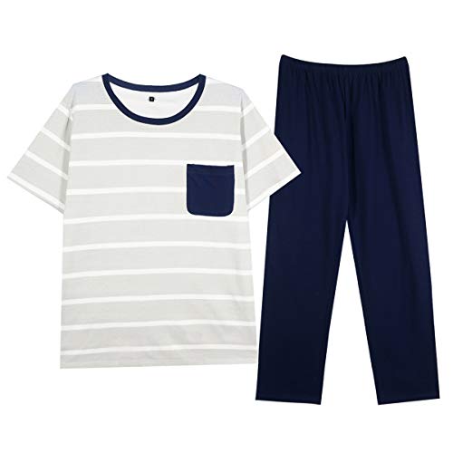 GOSO Herren Schlafanzug Pyjama Set Baumwolle kurz Ausführungen Herren Pyjama Langen Hosen Herren Shorty Schlafanzug Nachtwäsche von GOSO