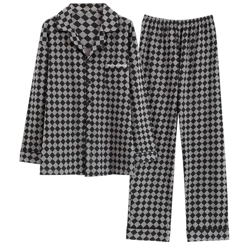 GOSO Jungen Pyjama Sets Baumwolle Button Down Nachtwäsche für Herbst/Winter 2pcs Pjs Sets, Lange Ärmel & Lange Hosen Loungwear Set für große Teenager Jungen von GOSO