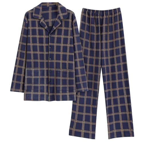 GOSO Jungen Pyjama Sets Baumwolle Button Down Nachtwäsche für Herbst/Winter 2pcs Pjs Sets, Lange Ärmel & Lange Hosen Loungwear Set für große Teenager Jungen von GOSO