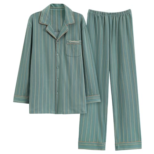 GOSO Jungen Pyjama Sets Baumwolle Button Down Nachtwäsche für Herbst/Winter 2pcs Pjs Sets, Lange Ärmel & Lange Hosen Loungwear Set für große Teenager Jungen von GOSO