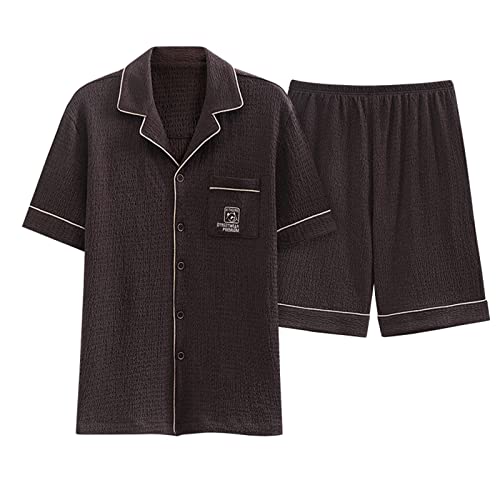 GOSO Jungen Schlafanzug Set Button Down Stilvolle Loungewear Set Kurze Ärmel Nachtwäsche für Frühling/Sommer, Schlafanzug Set für Teenager Jungen von GOSO