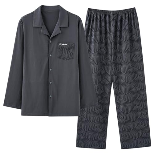 GOSO Jungen Schlafanzug Set Button Down Stylische Loungewear Set Lange Ärmel Nachtwäsche für Winter/Herbst, Nachtwäsche Set für Teenager Jungen Große Jungen von GOSO