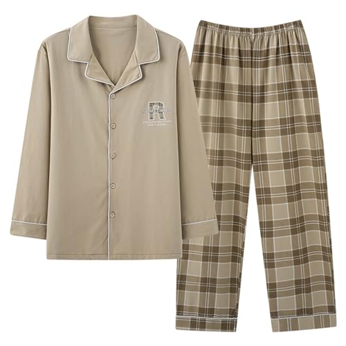 GOSO Jungen Schlafanzug Set Button Down Stylische Loungewear Set Lange Ärmel Nachtwäsche für Winter/Herbst, Nachtwäsche Set für Teenager Jungen Große Jungen von GOSO