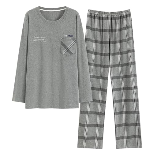 GOSO Jungen Schlafanzug Sets Baumwolle Nachtwäsche für Herbst/Winter 2pcs Pjs Sets, Lange Ärmel& Lange Hosen Rundhalsausschnitt Loungwear Set für große Jungen von GOSO