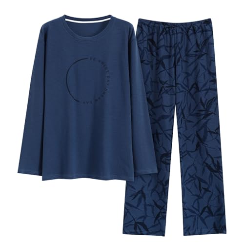 GOSO Jungen Schlafanzug Sets Baumwolle Nachtwäsche für Herbst/Winter 2pcs Waffel Pyjs Sets, Lange Ärmel & Lange Hosen Rundhalsausschnitt Loungwear Set für große Teenager Jungen von GOSO