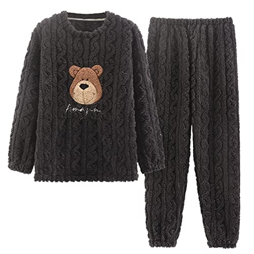 GOSO Jungen Schlafanzug Sets Fleece Flanell Nachtwäsche für Winter 2pcs Pjs Sets, Langarm&Hosen Loungwear Set für große Teenager Jungen 9-15Jahre von GOSO