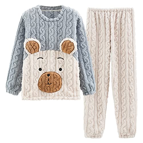 GOSO Jungen Schlafanzug Sets Fleece Flanell Nachtwäsche für Winter 2pcs Pjs Sets, Langarm&Hosen Loungwear Set für große Teenager Jungen 9-15Jahre von GOSO