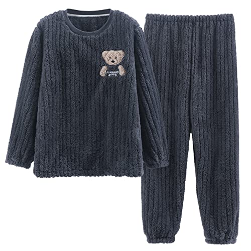 GOSO Jungen Schlafanzug Sets Fleece Flanell Nachtwäsche für Winter 2pcs Pjs Sets, Langarm&Hosen Loungwear Set für große Teenager Jungen 9-15Jahre von GOSO