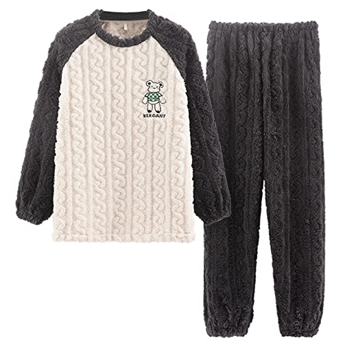 GOSO Jungen Schlafanzug Sets Fleece Flanell Nachtwäsche für Winter 2pcs Pjs Sets, Langarm&Hosen Loungwear Set für große Teenager Jungen 9-15Jahre von GOSO