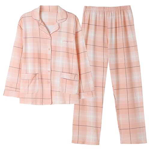 GOSO Mädchen Baumwolle 2pcs PJS Button Down Pyjamas Set Lange Ärmel Loungewear Set Nachtwäsche für Winter/Herbst, Atmungsaktiv Cute Sleepwear Set für Teenager Mädchen Große Mädchen von GOSO