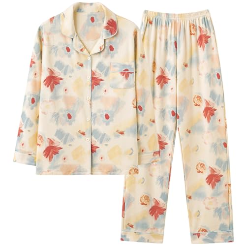 GOSO Mädchen Baumwolle 2pcs PJS Button Down Pyjamas Set Lange Ärmel Loungewear Set Nachtwäsche für Winter/Herbst, Atmungsaktiv Cute Sleepwear Set für Teenager Mädchen Große Mädchen von GOSO