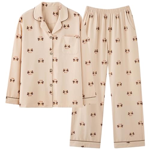 GOSO Mädchen Baumwolle 2pcs PJS Button Down Pyjamas Set Lange Ärmel Loungewear Set Nachtwäsche für Winter/Herbst, Atmungsaktiv Cute Sleepwear Set für Teenager Mädchen Große Mädchen von GOSO
