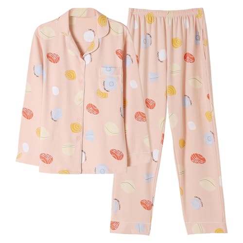 GOSO Mädchen Baumwolle 2pcs PJS Button Down Pyjamas Set Lange Ärmel Loungewear Set Nachtwäsche für Winter/Herbst, Atmungsaktiv Cute Sleepwear Set für Teenager Mädchen Große Mädchen von GOSO
