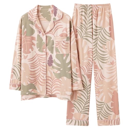 GOSO Mädchen Baumwolle 2pcs PJS Button Down Pyjamas Set Lange Ärmel Loungewear Set Nachtwäsche für Winter/Herbst, Atmungsaktiv Cute Sleepwear Set für Teenager Mädchen Große Mädchen von GOSO