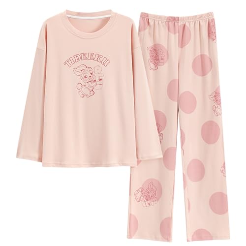 GOSO Mädchen Baumwolle 2pcs Pyjamas Set Stylish Loungewear Set Nachtwäsche für Winter/Herbst, Atmungsaktiv Niedlich Schlafanzug Set für Teenager Mädchen von GOSO