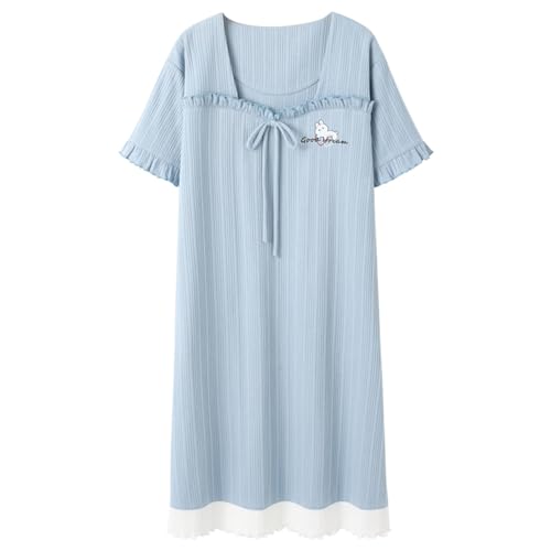 GOSO Mädchen Baumwolle Nachthemd Pyjamas Kleid Kurze Ärmel niedlichen Muster Sleepwear weichen Schlaf Kleid Nachtwäsche für große Mädchen von GOSO