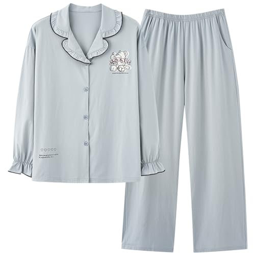 GOSO Mädchen Baumwolle PJS Button Down Pyjamas Set Lange Ärmel Loungewear Set Nachtwäsche für Winter/Herbst, Atmungsaktiv Niedliche Nachtwäsche Set für Teenager Mädchen Große Mädchen von GOSO