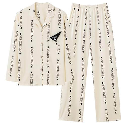 GOSO Baumwolle PJS Button Down Pyjamas Lange Ärmel Loungewear Nachtwäsche für Winter/Herbst, Atmungsaktiv Niedliche Nachtwäsche für Teenager Mädchen von GOSO