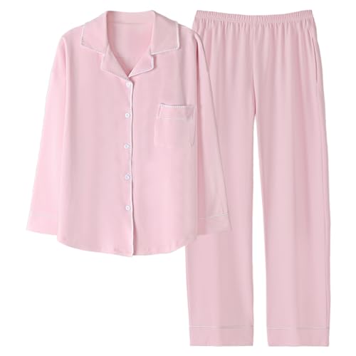 GOSO Mädchen Baumwolle PJS Button Down Pyjamas Set Lange Ärmel Loungewear Set Nachtwäsche für Winter/Herbst, Atmungsaktiv Niedliche Nachtwäsche Set für Teenager Mädchen Große Mädchen von GOSO