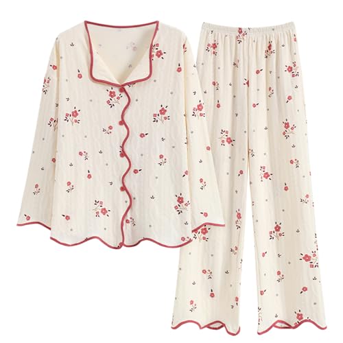 GOSO Mädchen Baumwolle Pyjamas Set Warme Loungewear Set Button Down Lange Ärmel Lange Hose Nachtwäsche Niedliche Stylische Nachtwäsche für große Mädchen von GOSO