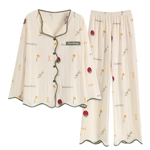 GOSO Mädchen Baumwolle Pyjamas Set Warme Loungewear Set Button Down Lange Ärmel Lange Hose Nachtwäsche Niedliche Stylische Nachtwäsche für große Mädchen von GOSO