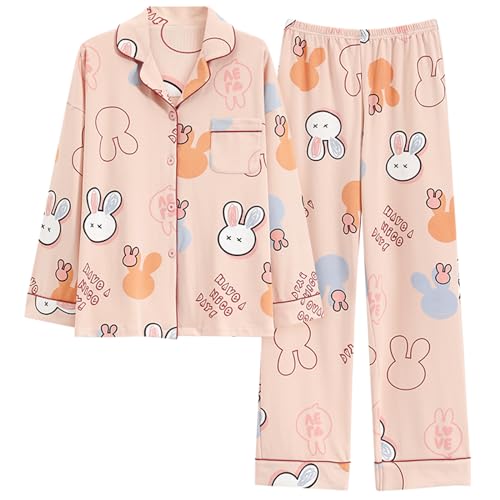 GOSO Mädchen Baumwolle Pyjamas Set Warme Loungewear Set Button Down Lange Ärmel Lange Hose Nachtwäsche für Winter/Herbst, Atmungsaktiv Niedlich Stilvolle Nachtwäsche Set für Teenager Mädchen von GOSO