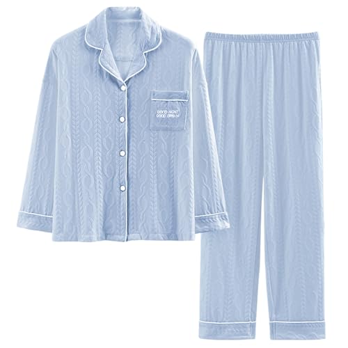 GOSO Mädchen Baumwollpyjamas Set Button Down Loungewear Set T-Shirt Hose Nachtwäsche für Winter/Herbst, Atmungsaktiv Niedlich Stilvolle Nachtwäsche Set für Teenager Mädchen von GOSO