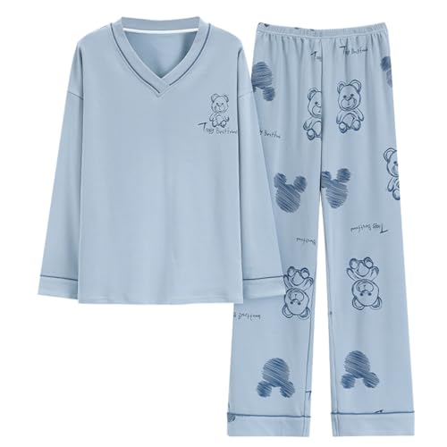 GOSO Mädchen Baumwollpyjamas Set Stylisches Loungewear Set T-Shirt Hose Nachtwäsche für Winter/Herbst, Atmungsaktives Niedliches Schlafanzug Set für Teenie Mädchen von GOSO