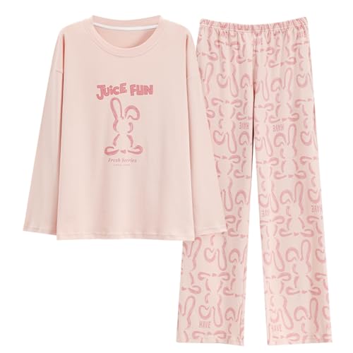 GOSO Mädchen Baumwollpyjamas Set Stylisches Loungewear Set T-Shirt Hose Nachtwäsche für Winter/Herbst, Atmungsaktives Niedliches Schlafanzug Set für Teenie Mädchen von GOSO