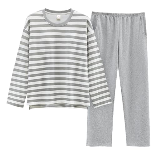 GOSO Mädchen Baumwollpyjamaset Warmes Loungewear Set Rundhalsausschnitt Lange Ärmel Lange Hose Nachtwäsche, Niedliches Stylisches Schlafanzugset für große Mädchen von GOSO