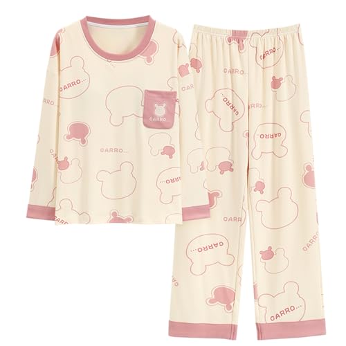 GOSO Mädchen Baumwollschlafanzug Set Lange Ärmel Lange Hose Nachtwäsche, Warmes Loungewear Set RundhalsausschnittAtmungsaktiv Niedlich Stilvolles Schlafanzug Set, für große Mädchen 9-15 Jah von GOSO