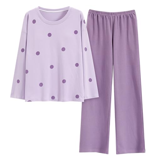 GOSO Mädchen Baumwollschlafanzug Set Warmes Loungewear Set Rundhalsausschnitt Lange Ärmel Lange Hose Nachtwäsche, Atmungsaktiv Niedlich Stilvolles Schlafanzug Set für große Mädchen von GOSO