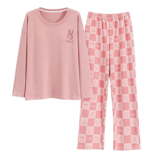 GOSO Mädchen Baumwollschlafanzug Set Warmes Loungewear Set Rundhalsausschnitt Lange Ärmel Lange Hose Nachtwäsche, Atmungsaktiv Niedlich Stilvolles Schlafanzug Set für große Mädchen von GOSO